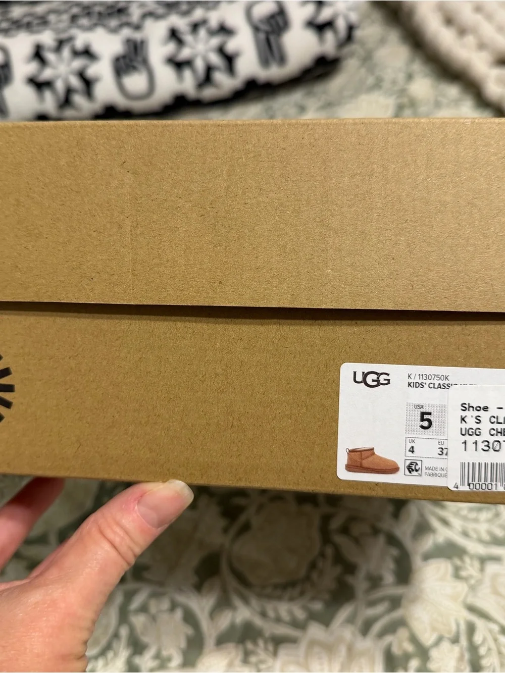 UGG Kids Chestnut Suede Mini Boots with Shearling